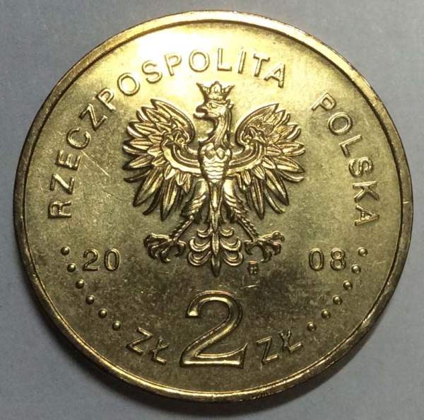 Монета 2 злотых Польша 40 лет политическому кризису в Польше 1968 года из серии Дорога к свободе, 2008