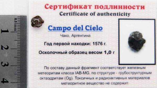 Осколок метеорита Campo del Cielo, арт 5