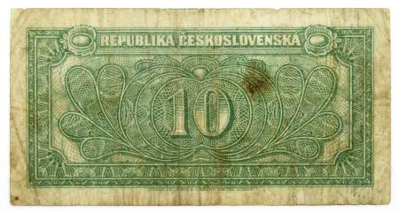 Банкнота 10 крон 1945 года Чехословакия