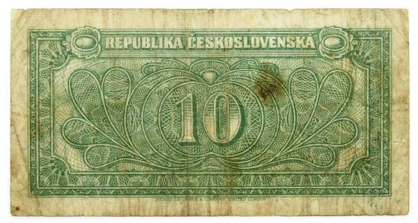 Банкнота 10 крон 1945 года Чехословакия Банкнота 10 крон 1945 года Чехословакия