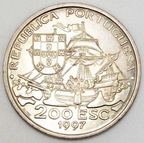 Монета 200 эскудо 1997 года, Португалия, 445 лет со дня смерти святого Франциска Ксаверия