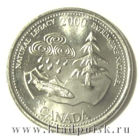 Монета  25 центов Канада, Миллениум 2000 – Природное наследие
