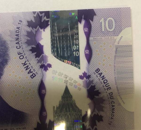Полимерная банкнота 10 долларов 2013 Канада, арт 2