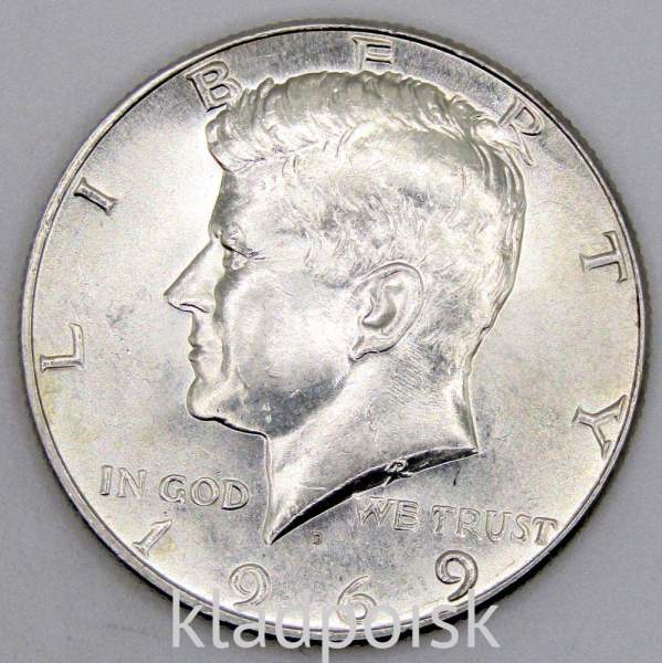 Монета 50 центов США «Кеннеди» 1969 года серебро 400 пробы, арт 2