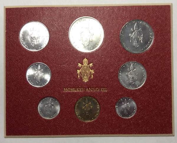 Набор из 8 монет Ватикана, Флора и фауна, 1975 г.