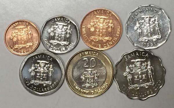 Набор регулярных монет Ямайки 1991-2008 гг., 7 монет Набор регулярных монет Ямайки 1991-2008 гг., 7 монет