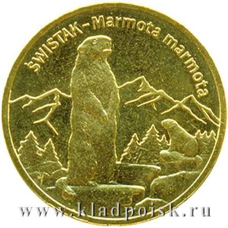 Монета 2 злотых Польша Сурок 2006