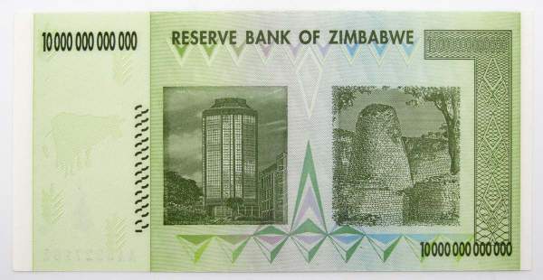 Банкнота Зимбабве 10 триллионов долларов 2008 года