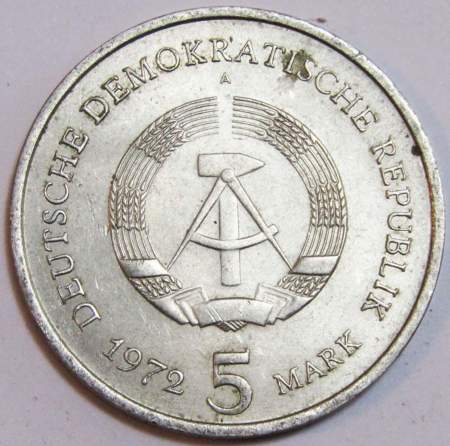 Монета ГДР 5 марок 1972 года Город Мейсен