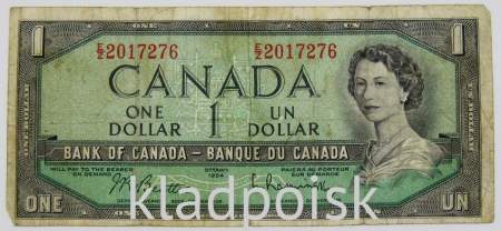 Банкнота 1 доллар 1954 года Канада, арт 2