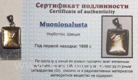 Подвеска из метеорита Муонионалуста (Muonionalusta) с позолотой (арт 12) Подвеска из метеорита Муонионалуста (Muonionalusta) с позолотой (арт 12)