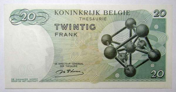 Банкнота 20 франков 1964 года Бельгия, арт 2 Банкнота 20 франков 1964 года Бельгия, арт 2