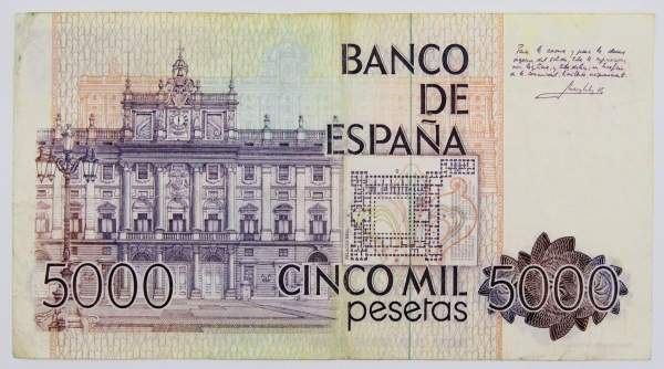 Банкнота 5000 песет 1979 года Испания