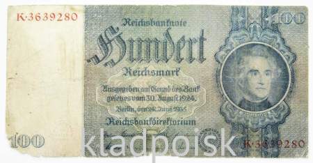 Банкнота 100 рейхсмарок 1935 года - Германия, арт 2