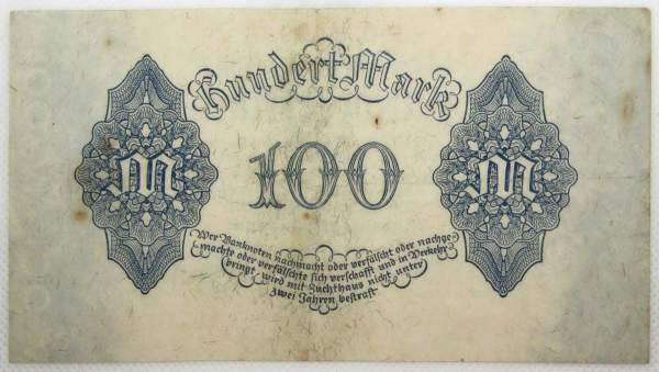 Банкнота 100 марок 1922 года - Веймарская Республика Банкнота 100 марок 1922 года - Веймарская Республика
