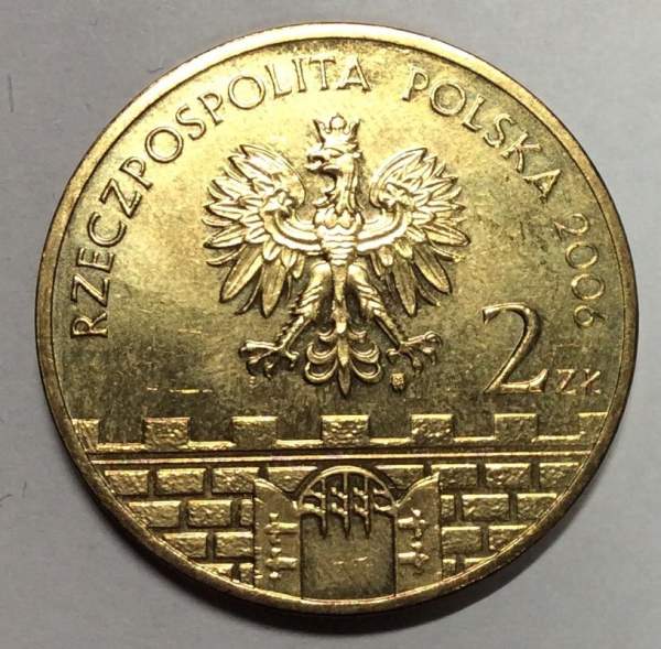 Монета 2 злотых Польша Город Жагань из серии Древние города Польши, 2006