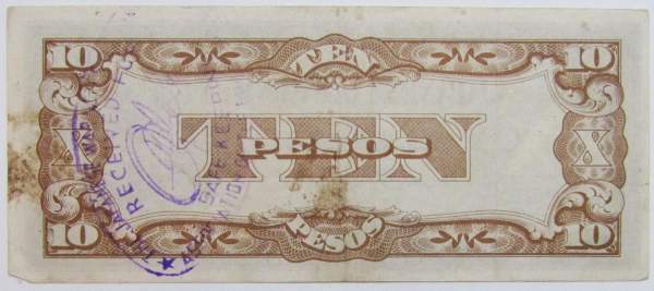 Банкнота 10 песо 1942 года, Японская оккупация Филиппин