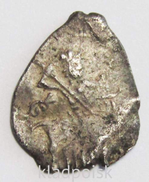 Копейка серебро Дмитрий Иванович (Лжедмитрий), чешуйка, 1605 г., Новгород Копейка серебро Дмитрий Иванович (Лжедмитрий), чешуйка, 1605 г., Новгород