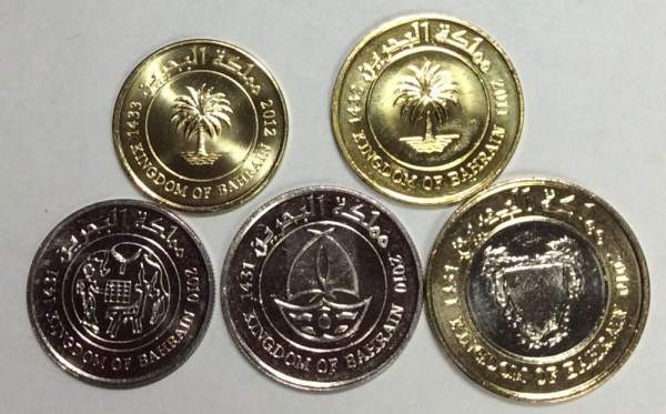Набор монет Бахрейна 2010-2012 гг., 5 монет