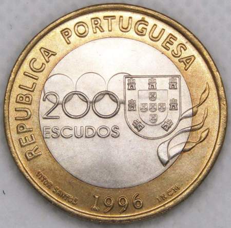Монета 200 эскудо 1996 года, XXVI летние Олимпийские игры, Атланта 1996, Португалия