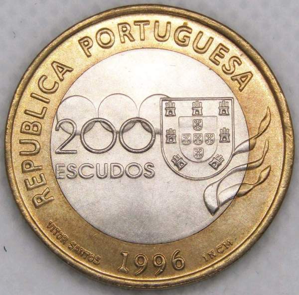 Монета 200 эскудо 1996 года, XXVI летние Олимпийские игры, Атланта 1996, Португалия