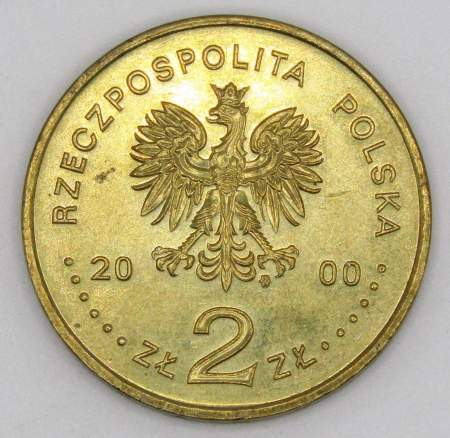 Монета 2 злотых Польша 1000-летие города Вроцлав, 2000 год