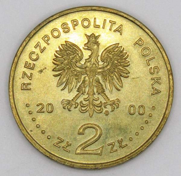 Монета 2 злотых Польша 1000-летие города Вроцлав, 2000 год