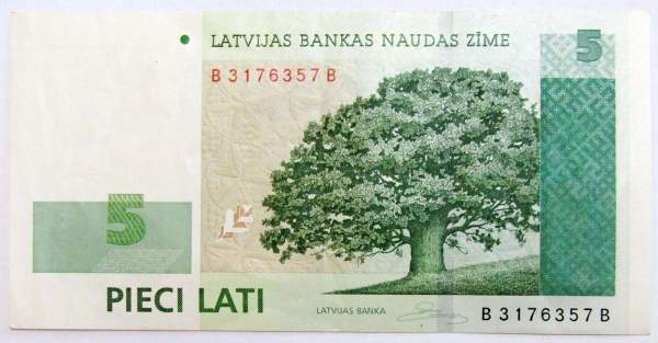 Банкнота 5 латов 2009 года Латвия Банкнота 5 латов 2009 года Латвия