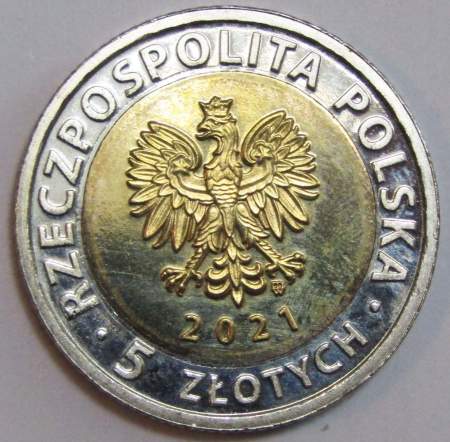 Монета 5 злотых Польша Ворота-кран в Гданьске из серии Открой для себя Польшу, 2021