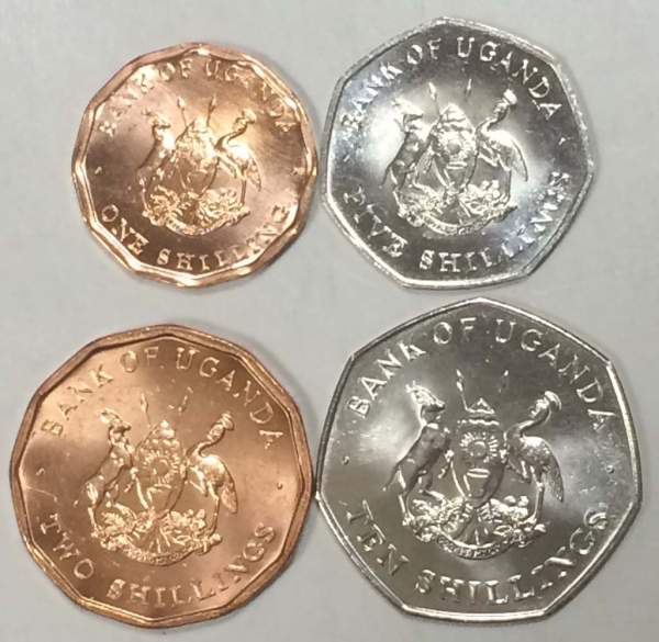 Набор регулярных монет Уганды 1987 года, 4 монеты Набор регулярных монет Уганды 1987 года, 4 монеты