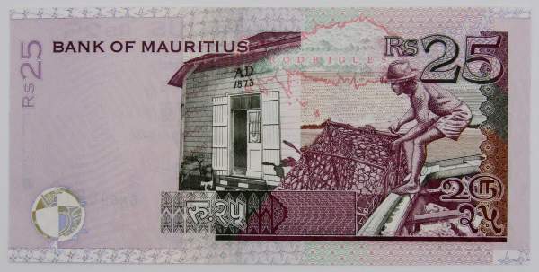 Банкнота 25 рупий 2003 года Маврикий
