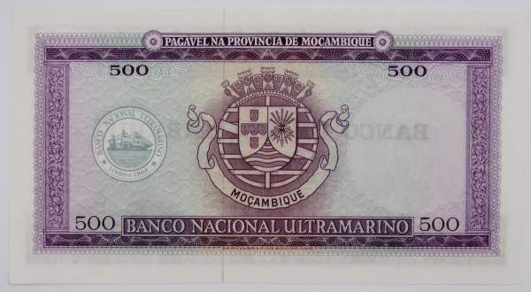 Банкнота Мозамбик 500 эскудо 1967 года