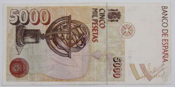 Банкнота 5000 песет 1992 года Испания, арт 3