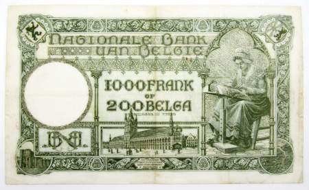 Банкнота 1000 франков 1939 года Бельгия