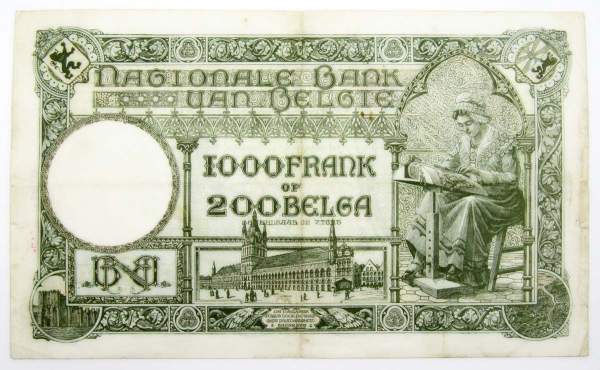 Банкнота 1000 франков 1939 года Бельгия