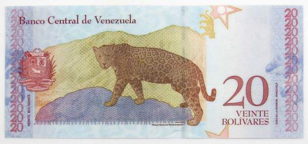 Банкнота 20 боливаров 2018 года Венесуэла Банкнота 20 боливаров 2018 года Венесуэла
