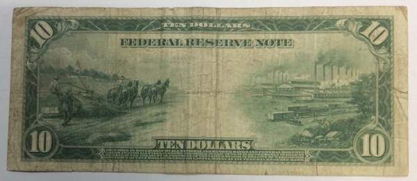 Банкнота 10 долларов США 1914 года