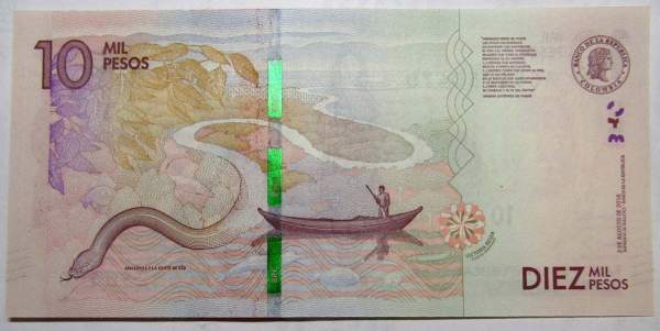 Банкнота 10000 песо 2016 года Колумбия