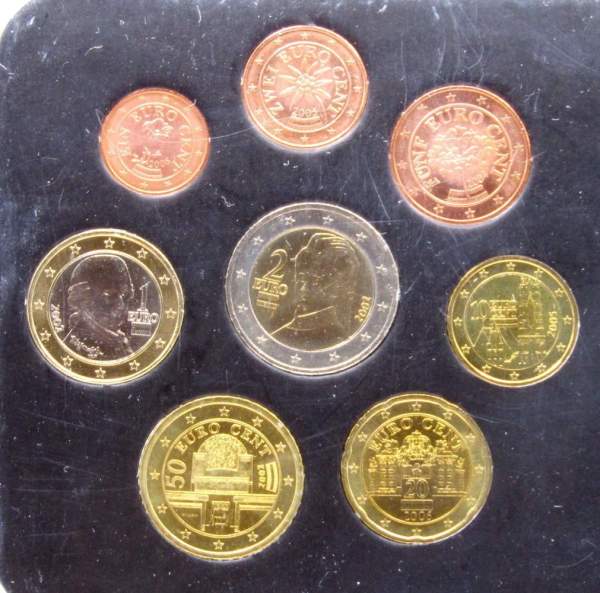 Набор монет Евро Австрия 2002-2006 годов с жетоном