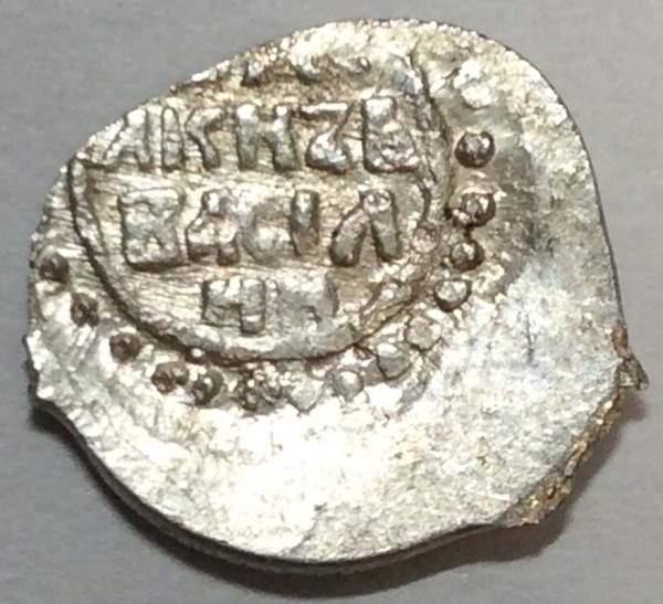 Денга Василий II Васильевич «Тёмный», серебро, Всадник/строчник, арт 12