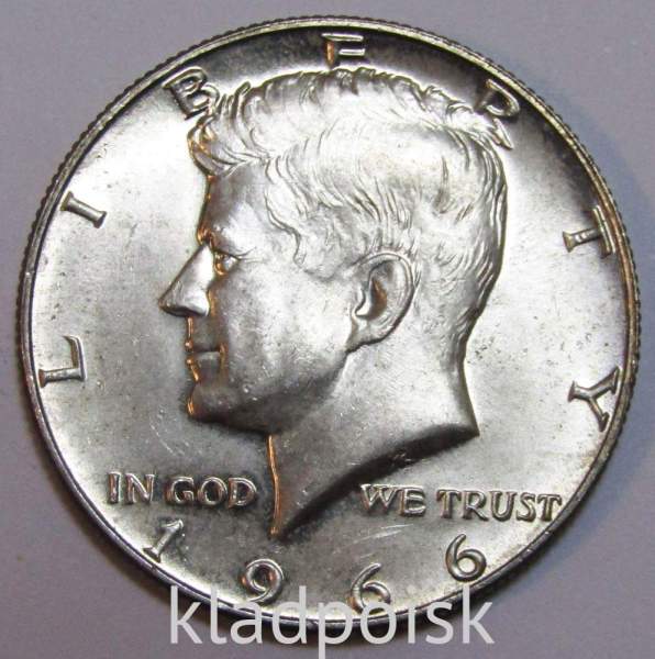 Монета 50 центов США «Кеннеди» 1966 года серебро 400 пробы, арт 2