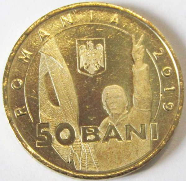 Юбилейная монета Румынии 50 бани 2019 года, 30 лет Румынской революции