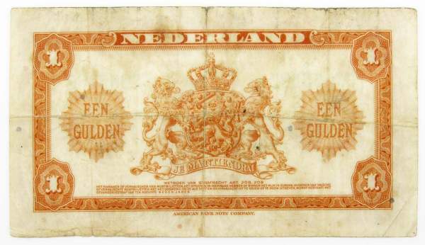 Банкнота 1 гульден 1943 года Нидерланды