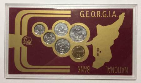 Набор монет Грузии 1993 года, 6 монет в пластиковом блистере