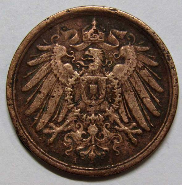 Монета 2 пфеннига Германия 1905