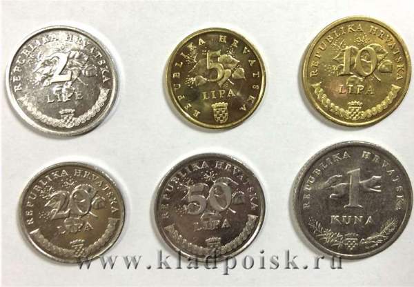 Набор монет Хорватия  Животные, Растения 1993-2013, 6 монет