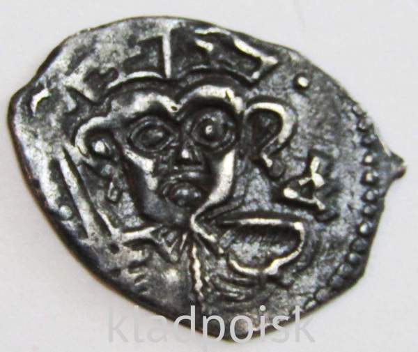 Денга Псковcкая, период самостоятельности, князь Довмонт/строчник, серебро, арт 7 Денга Псковcкая, период самостоятельности, князь Довмонт/строчник, серебро, арт 7