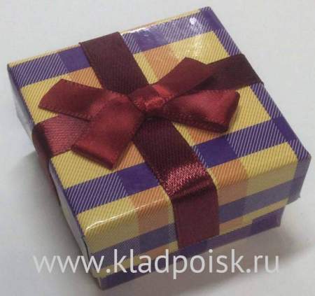 Коробка подарочная шотландка желто-фиолетовая