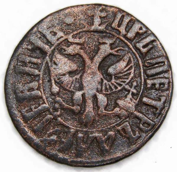 Монета полушка Российской Империи 1707 (Петр I), арт 3