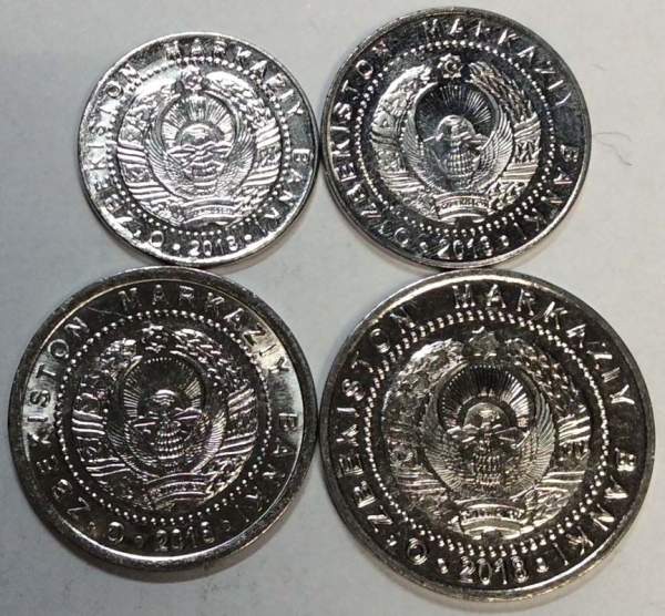 Набор монет Узбекистан 2018 год, 4 монеты